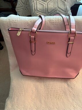 Pink Tote Bag with Gold Hardware